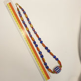 Chevron and White Heart Venetian Beads African Glass Beads Necklace #NC-104